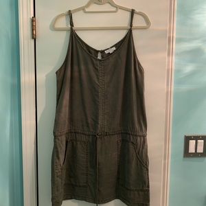 Army green drop waist dress